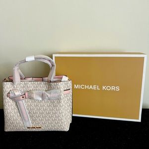 Michael Kors pink canvas handbag, never used, comes with original box